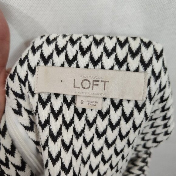 Ann Taylor Loft White Black A-line Dress Women Size 8 Sleeveless Work Career - Picture 4 of 6